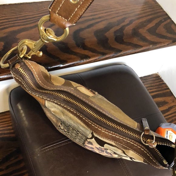 COACH Patchwork Top Zipper Crossbody Tote Shoulder Bag Brown Lining - Picture 5 of 17